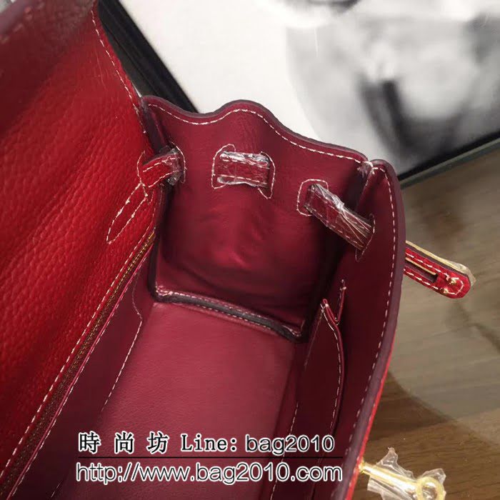 愛馬仕Hermes 頭層牛皮荔枝紋凱莉包 時尚手提包 0AM1145